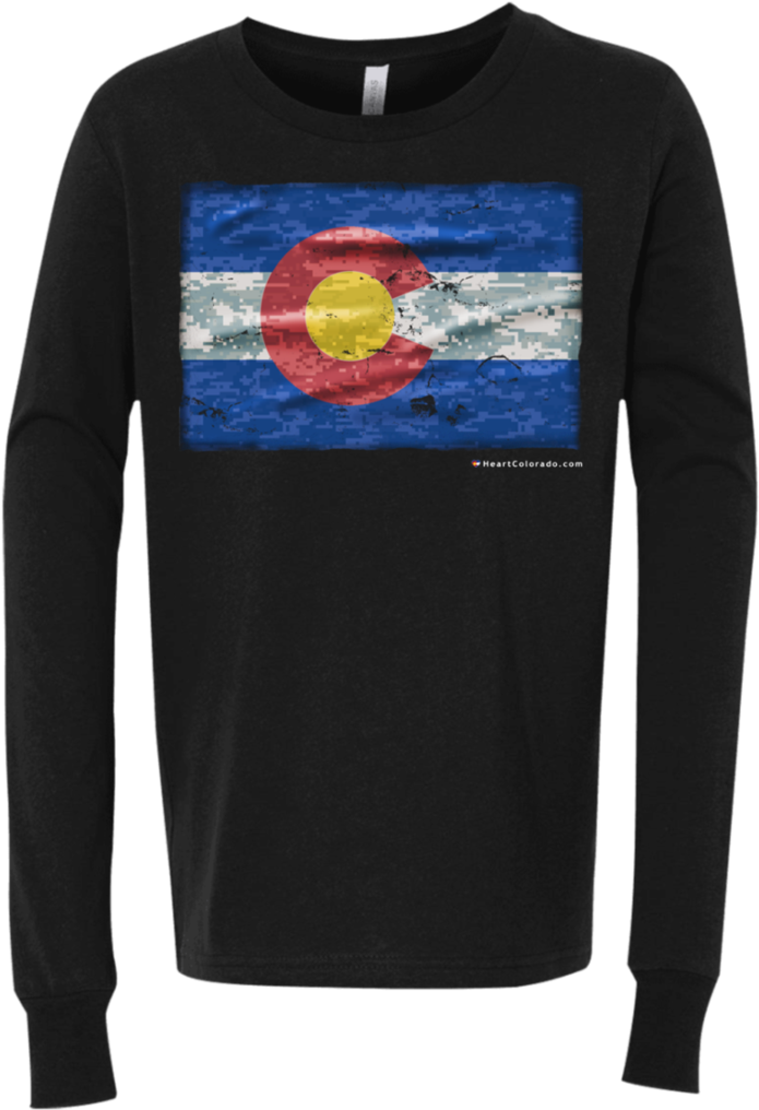Colorado Flag Digital Camo Youth Jersey Ls T Shirt - T-shirt (1024x1024), Png Download
