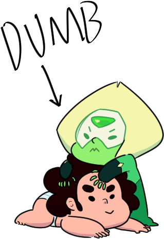 Dumb Green Facial Expression Cartoon Text Emotion Fictional - Steven Universe Baby Steven And Peridot (540x633), Png Download