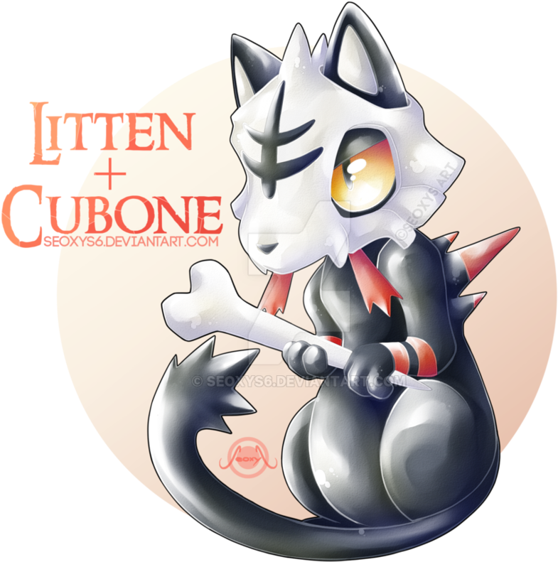 Cubone Alola Form - Pokemon Fusion Litten Cubone (946x844), Png Download