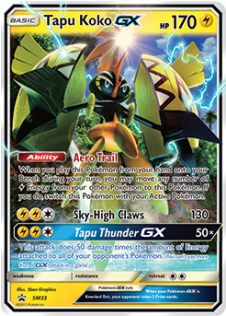 Pokemon Tapu Koko Gx Sm33 Holo Card (600x315), Png Download