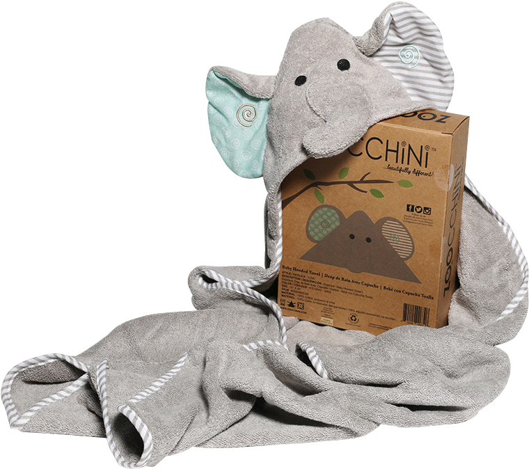 Elephant Zoocchini Hooded Bath Towel - Elephant (800x800), Png Download