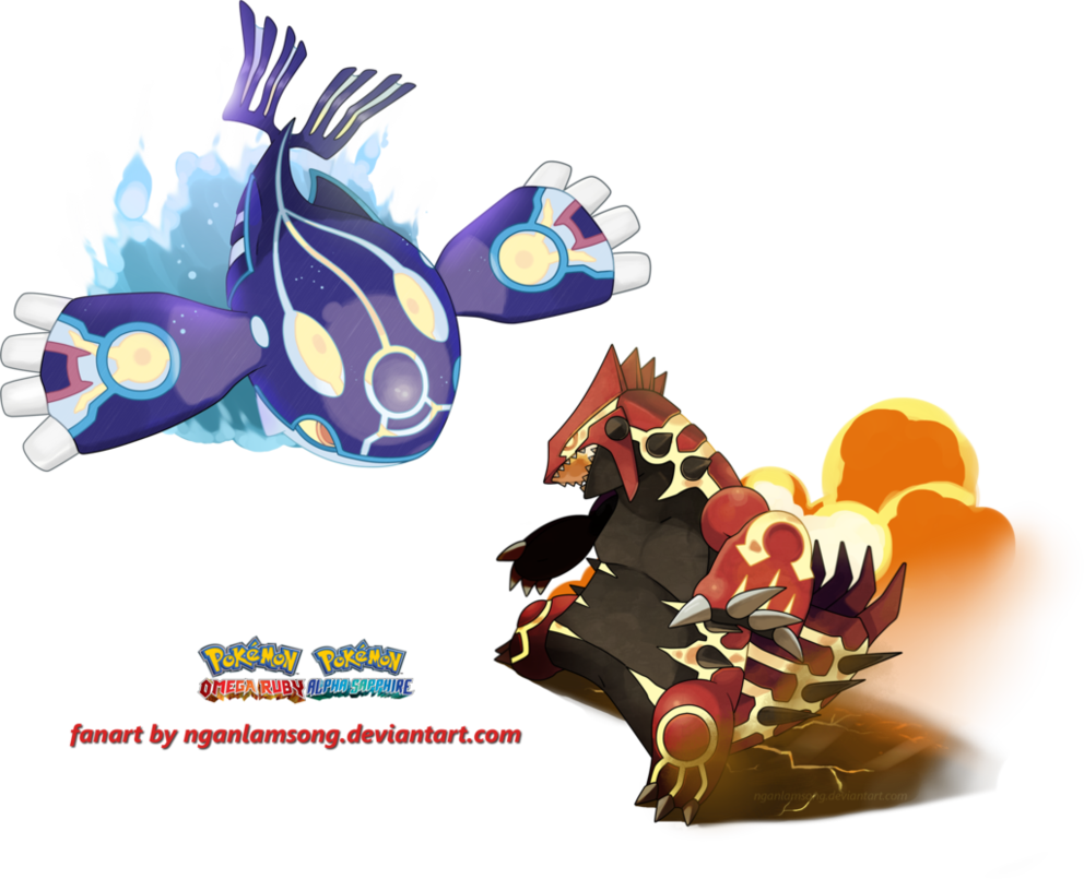 Primal Groudon And Primal Kyogre By Nganlamsong On - Primal Groudon Primal Kyogre Size (992x805), Png Download