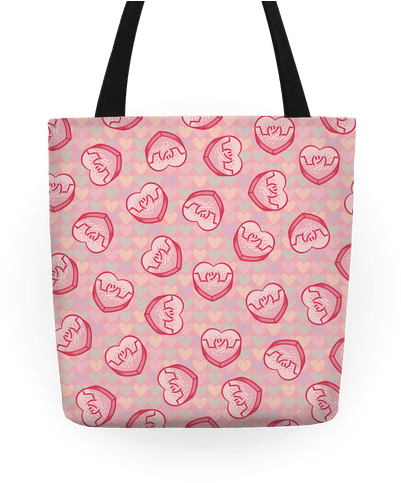 Shrug Emoji Candy Hearts Pattern Tote - Shrug (484x484), Png Download