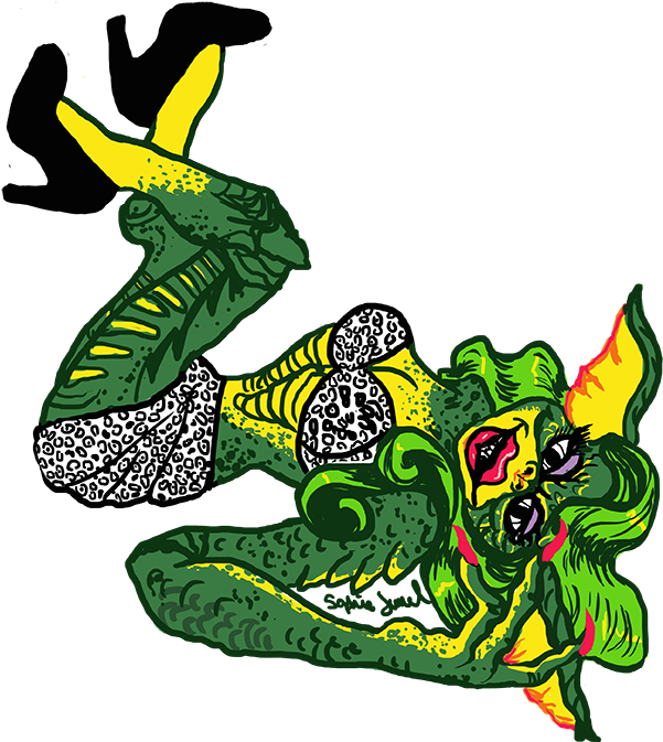 Pinup Gremlin Sticker - Illustration (612x868), Png Download