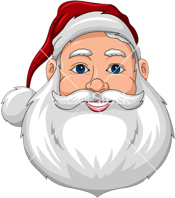 Santa Happy Face Front Vector 1083958 - Santa Claus Face Only (380x400), Png Download