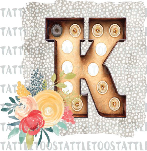 Marqueefloralletter K - Rose (580x596), Png Download