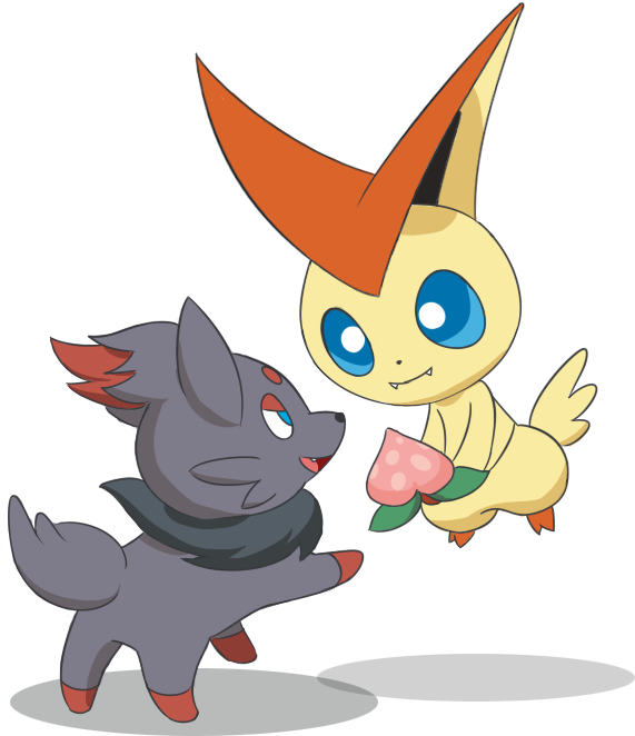 Victini And Zorua (610x684), Png Download