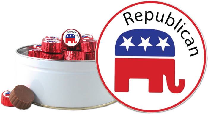 40 Individually Red Foil Wrapped Republican Two-bite - Republican Party (720x432), Png Download
