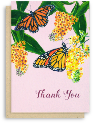 Monarch Butterfly Thank You Card With Purple Background - Foral Business Thank You Card (480x447), Png Download