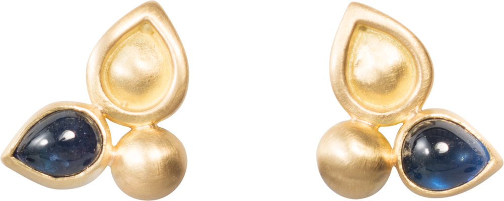 Sapphire Cabochon Lagrima Studs (1000x400), Png Download