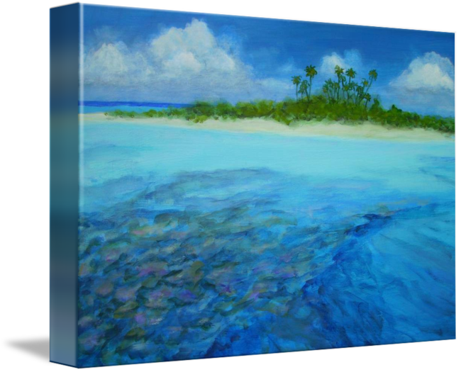 Royalty Free Download Drawing Ocean Underwate Seascape - Island Art (650x525), Png Download