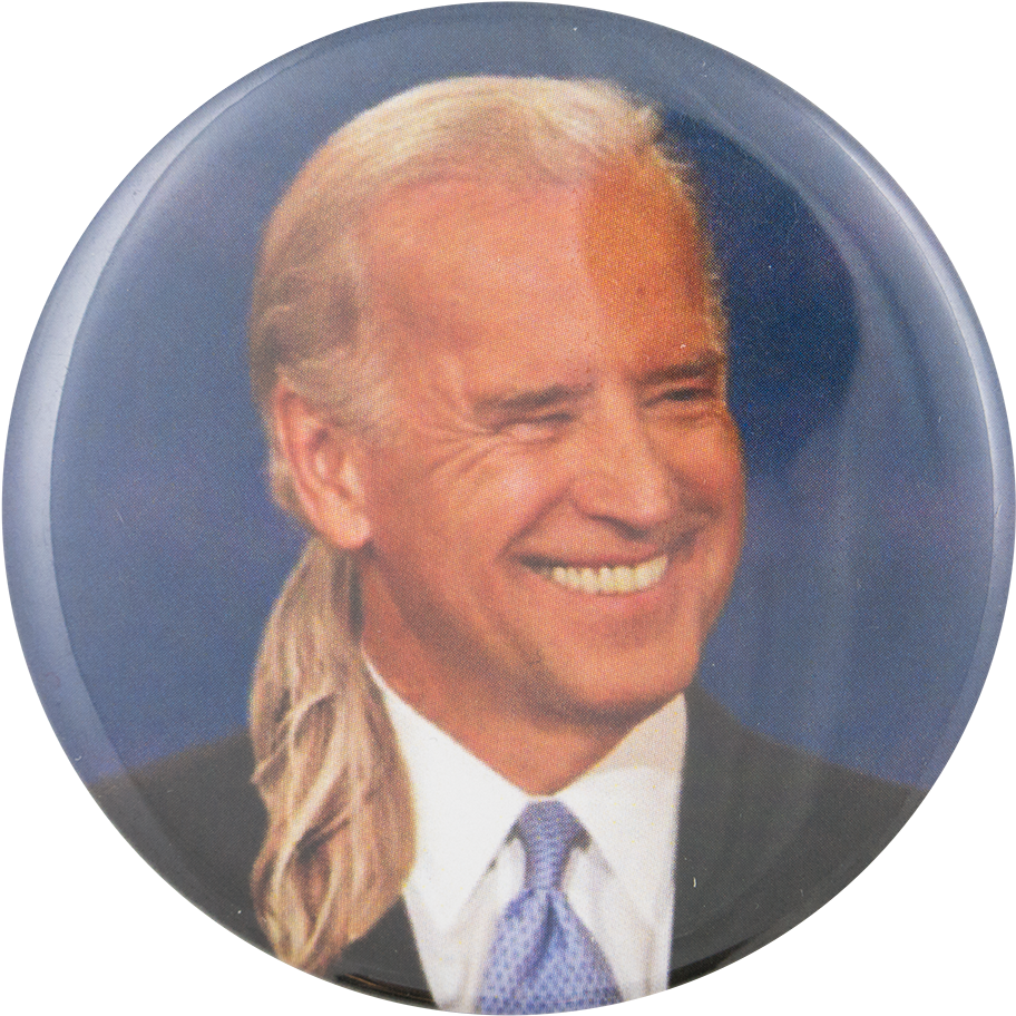 Joe Biden Long Hair Political Button Museum - Joe Biden (1000x993), Png Download