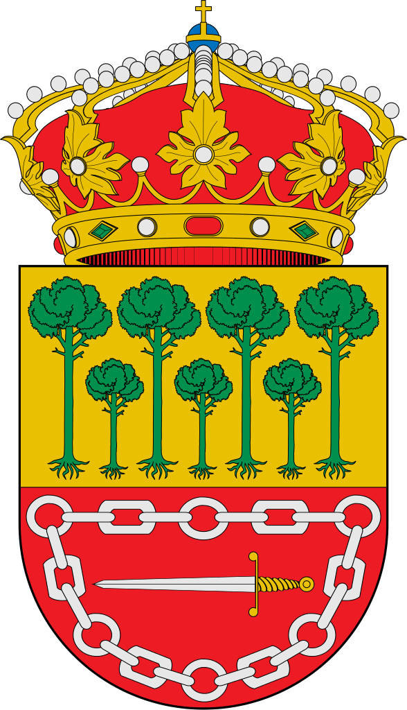 Viveros Coat Of Arms, Spanish, Vivarium, Guns, Crests, - Escudo Valverde De La Virgen (588x1024), Png Download