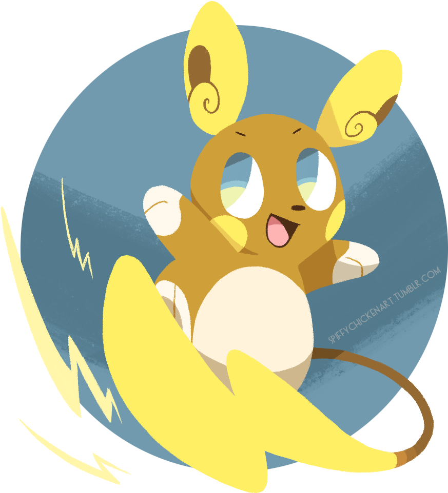 Alolan Raichu Is So Cute With Its Surfing And Its Tan - Cartoon (967x1000), Png Download