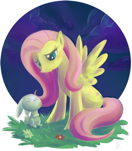 Fluttershy - Illustration (558x722), Png Download