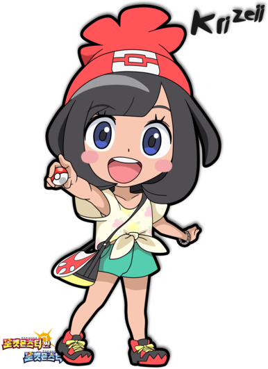 Sun And Mun Female Protagonist By Krizeii - Sun Moon Female Protagonist (400x533), Png Download