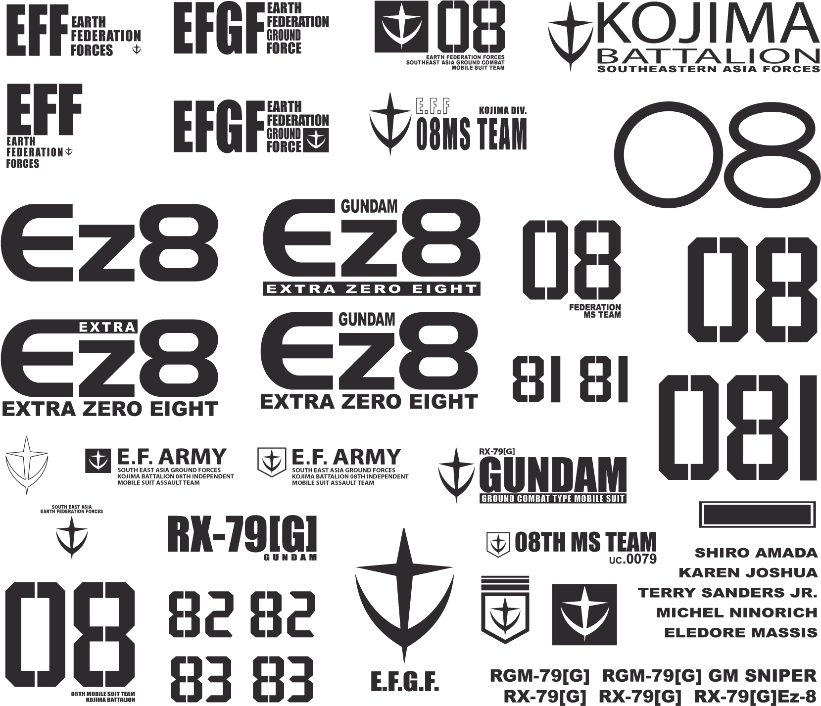 Typography Vector Element - Gundam Decals Png (1764x1539), Png Download