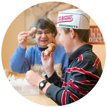 The Joy Of Krispy Kreme Has Inspired Many Fond Memories - Eating (429x429), Png Download