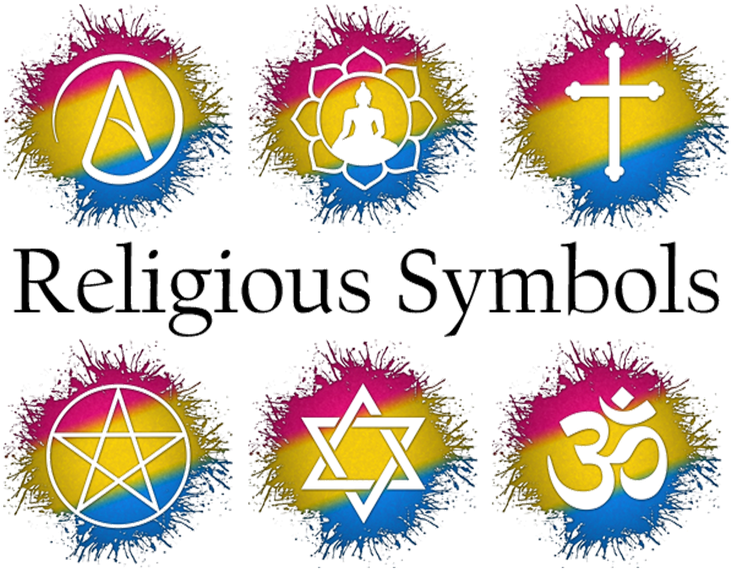 An Assortment Of Various Religious Symbols In Pansexual - Pansexual Pride Buddhist Lotus Throw Blanket (800x800), Png Download