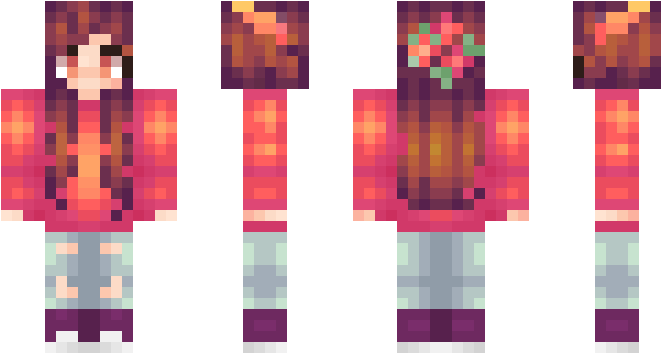 Auburn Hair - Minecraft Pe Skins (750x442), Png Download
