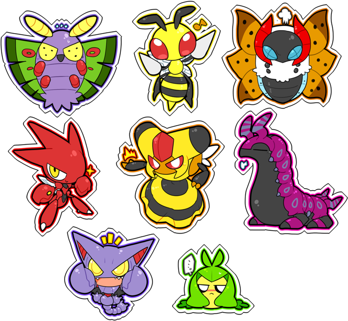 E621 2016 Alpha Channel Ambiguous Gender Beedrill Dustox - Cartoon (721x700), Png Download