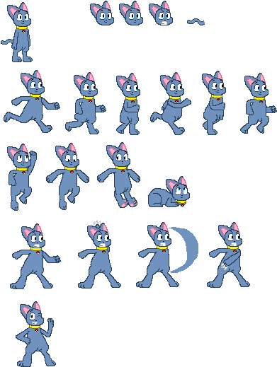 Riolu Sprite Sheet - Riolu The Blue Cat (407x533), Png Download