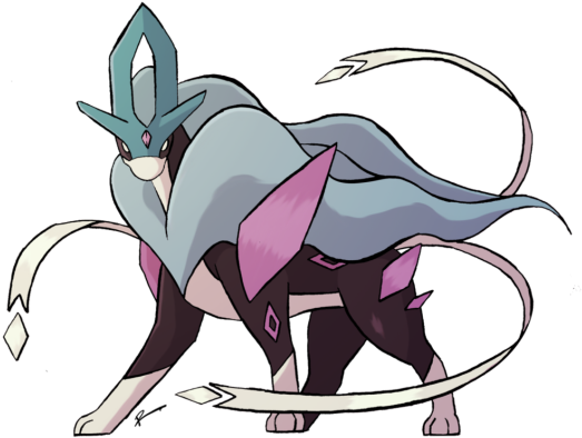 Pokémon X And Y Mammal Vertebrate Cartoon Fictional - Pokemon Suicune Mega Evolution (540x417), Png Download