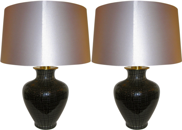 Veart 1960s Pair Of Black Glass Lamps With Speckles - Lamp (600x600), Png Download
