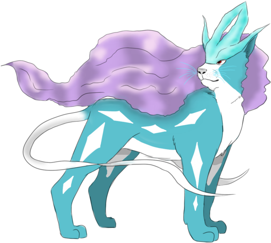 Suicune Is A Slim, Quadruped, Blue, Mammalian Pokémon - Suicune (965x827), Png Download