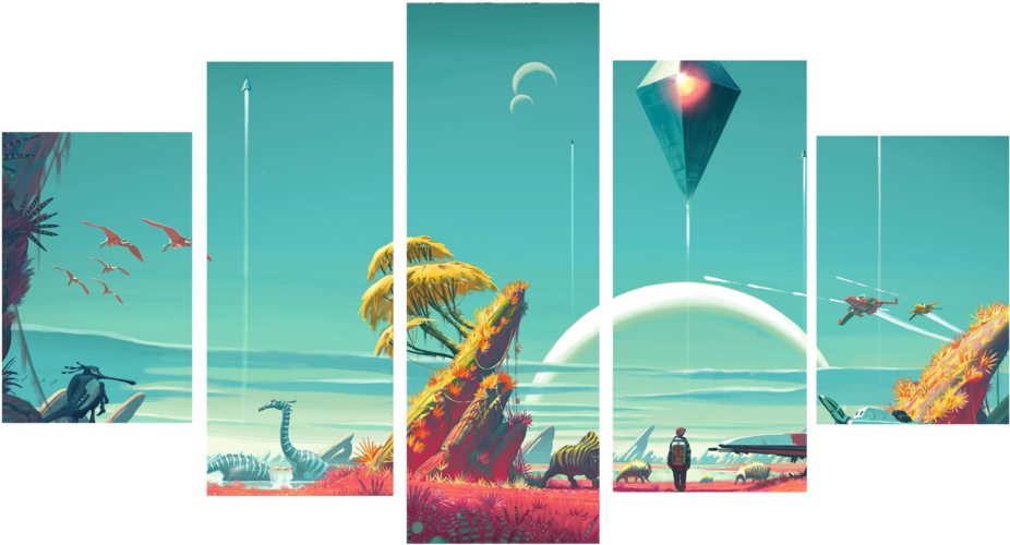 Hd Printed No Man's Sky 5 Pieces Canvas - 65daysofstatic No Man's Sky / O.s.t. Vinyl Record (1024x641), Png Download