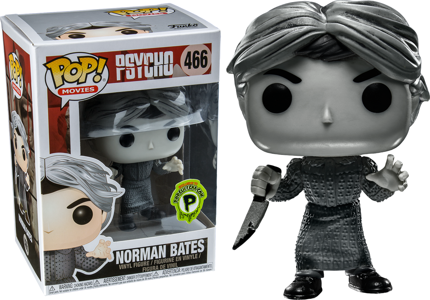 Psycho - Black And White Norman Bates Funko (1400x976), Png Download