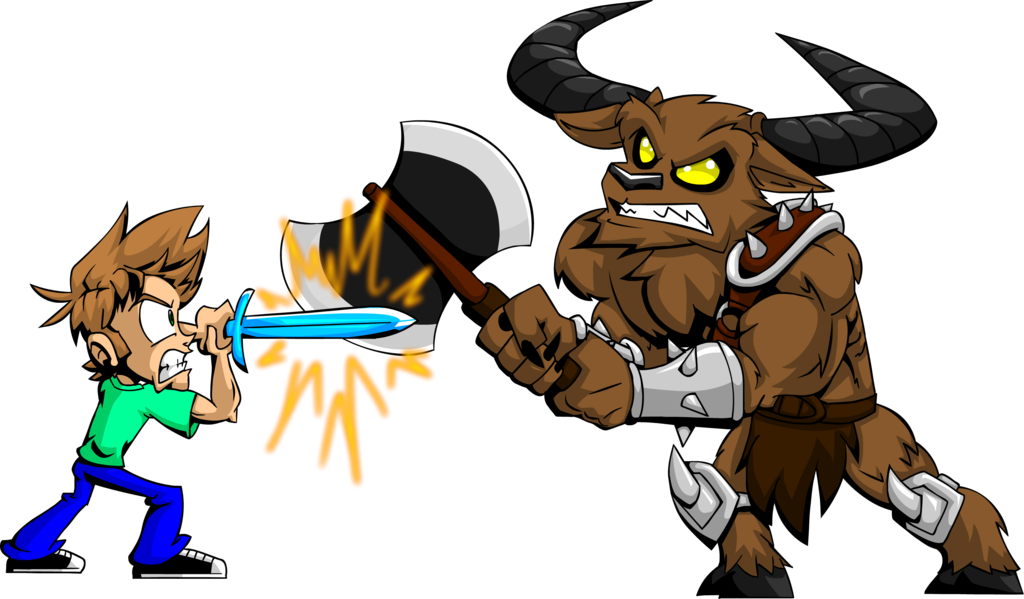 Tobuscus Vs Minotaur By Jeffkyler - Cartoon Minotaur (1024x599), Png Download