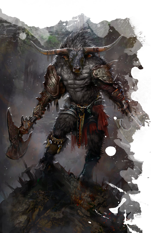 On A Successful Use Of Your Goring Rush Trait, In Addition - D&d Minotaur Art (600x927), Png Download
