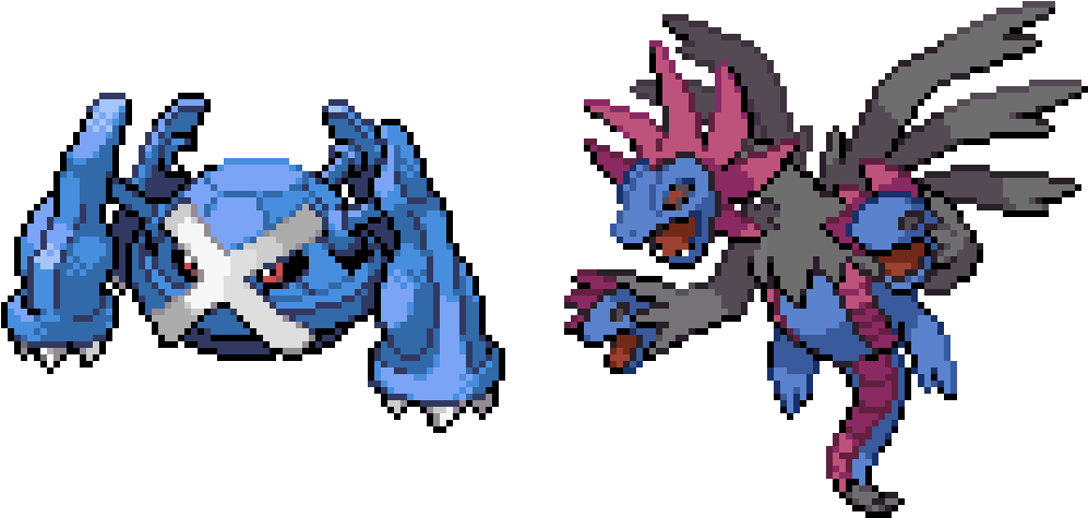 Hydreigon And Metagross - Pokemon Hydreigon Pixel Art (1050x900), Png Download