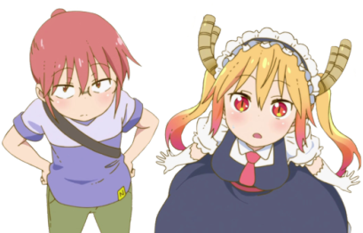 Kobayashi San Chi No Maid Dragon Tohru Kobayashi San - Tohru And Kobayashi Render (500x281), Png Download