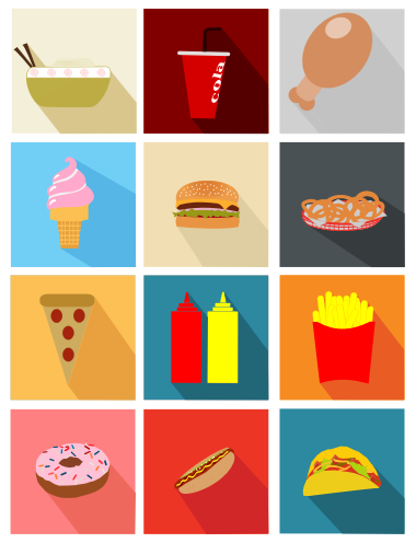 Fast Long Shadow Icons Medium Image Png - Fast Food Minimalist Icons (566x800), Png Download