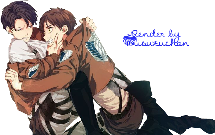 Get Link - Shingeki No Kyojin Eren X Levi (736x515), Png Download