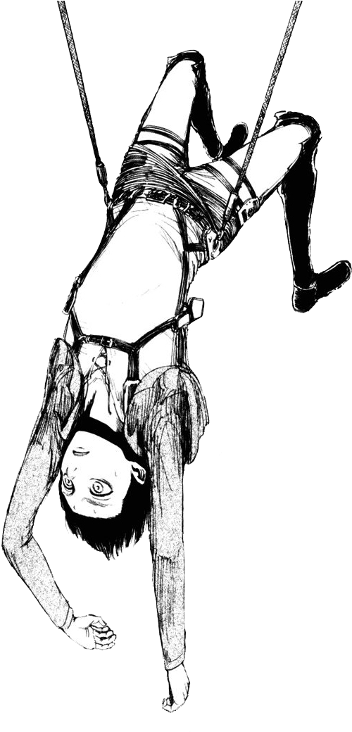 Hello There Welcome To My Blog Where I Share My Love - Eren Hanging Upside Down (597x1039), Png Download