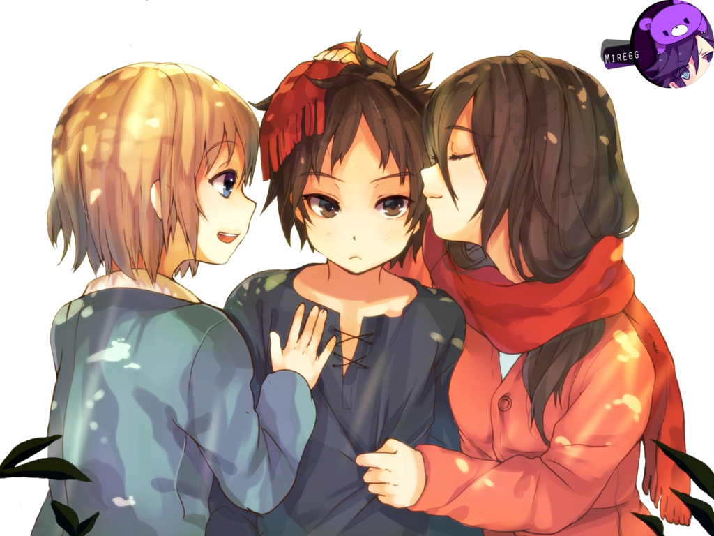 Mikasa Eren And Armin Cute (1024x768), Png Download