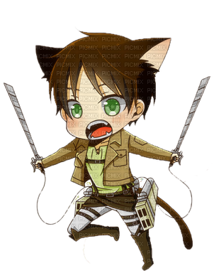 Eren Chibi - ♥ - Attaque Des Titans Eren Chibi (400x400), Png Download