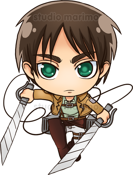 Eren Drawing Kawaii Image Transparent - Chibi Attack On Titan Eren (442x580), Png Download