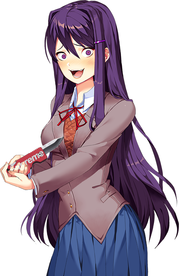 Funmore Yuri - Yuri Stabs Herself Doki Doki (577x889), Png Download