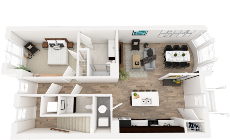 Unit 4a 1-bedroom (1000x563), Png Download