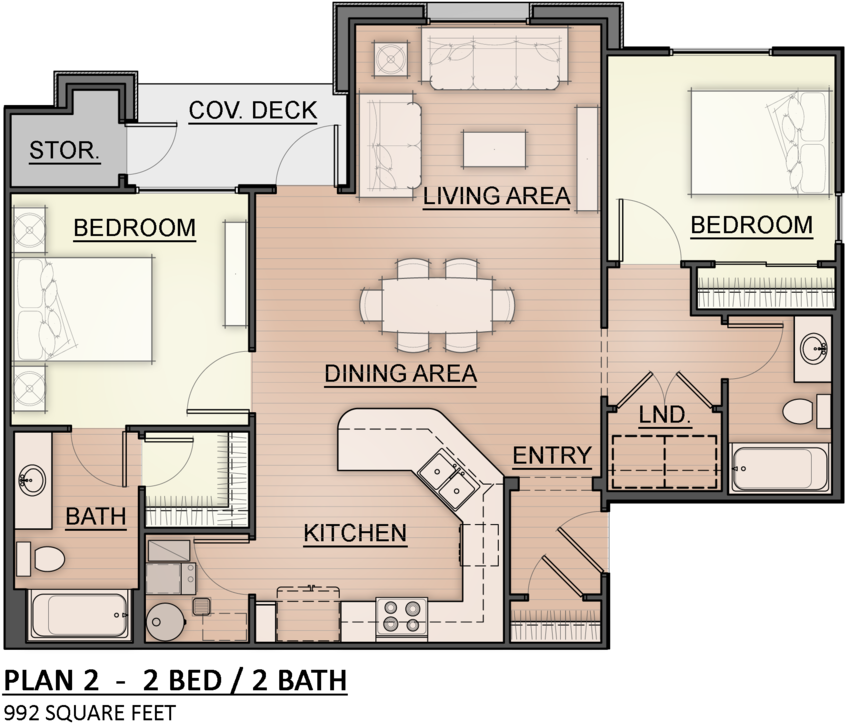 Two Bedroom - Retreat At Sky Mountain (1000x1000), Png Download