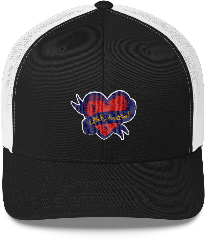 Hillbilly Heartthrob Trucker Cap - Turntable Hat - Black/ White (1000x1000), Png Download