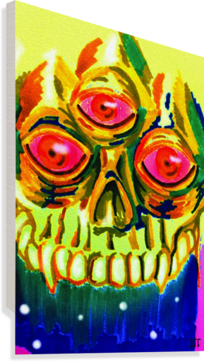 Three Eyed Skull Painting Canvas Print - Artist (289x511), Png Download