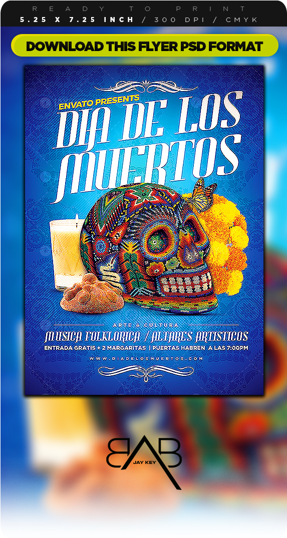 Dia De Los Muertos Flyer Template (590x1119), Png Download