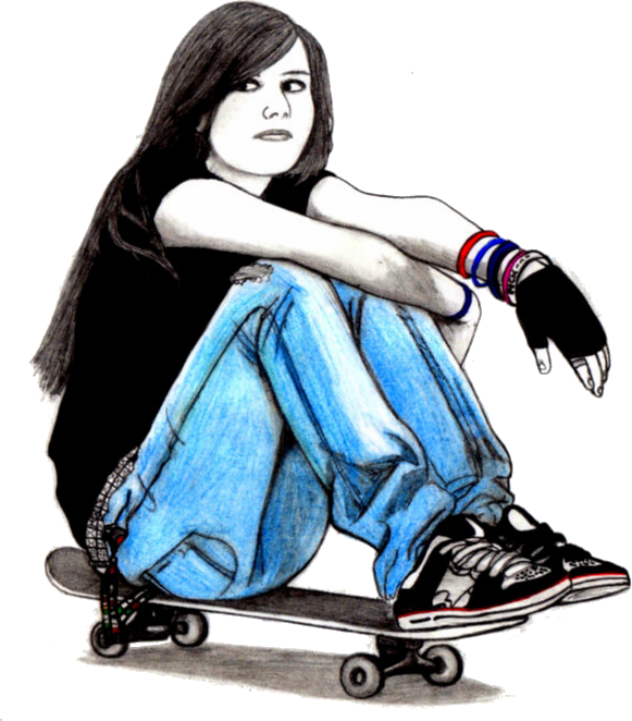 Skater Drawing (581x662), Png Download