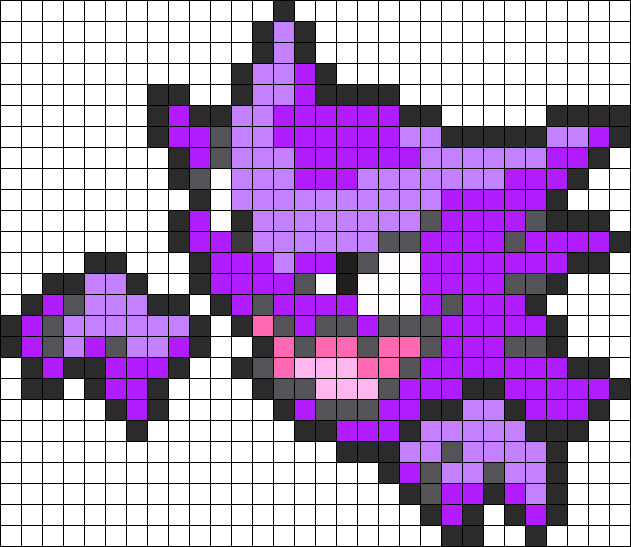 Haunter Pokemon Bead Pattern Perler Bead Pattern / - Pokemon Haunter Pixel Art (631x547), Png Download