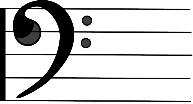 Sign, Music, Note, Symbol, Recreation, Cartoon, Double - Bass Clef On Staff (640x347), Png Download